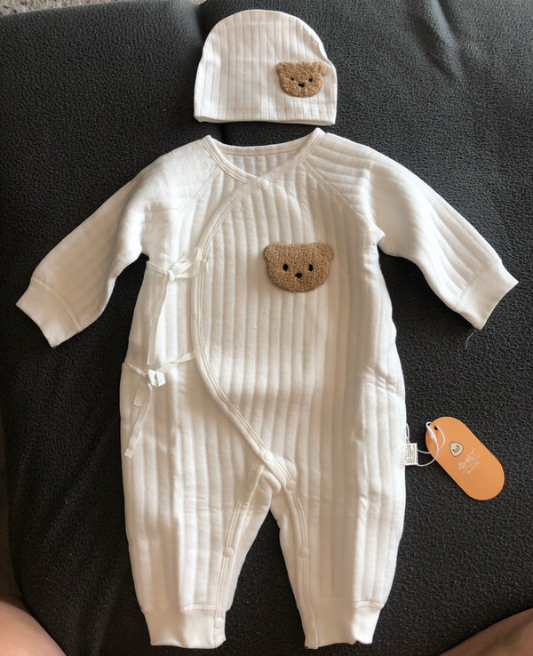 Bear Baby Jumpsuits with Hat Cotton